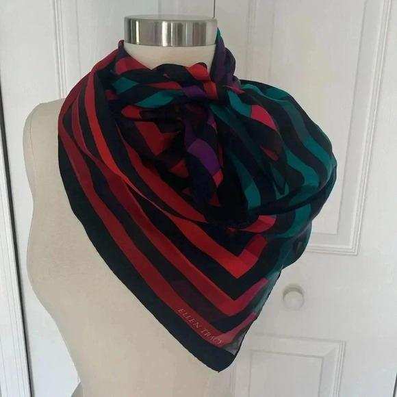 Ellen tracy scarf black purple red and green - Picture 3 of 4